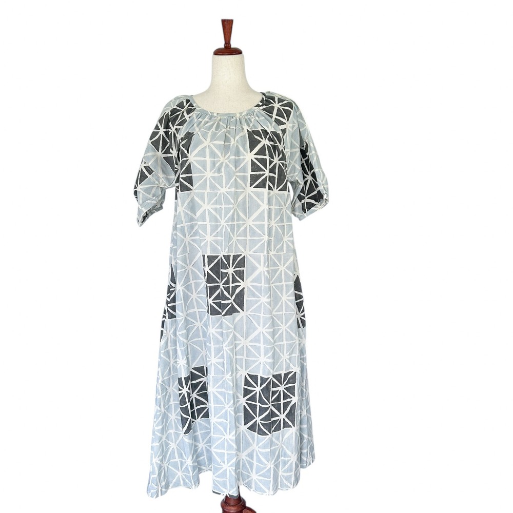 Seek Collective Batik‎ Print Dress Size Small Blue Sustainable Ethically Made